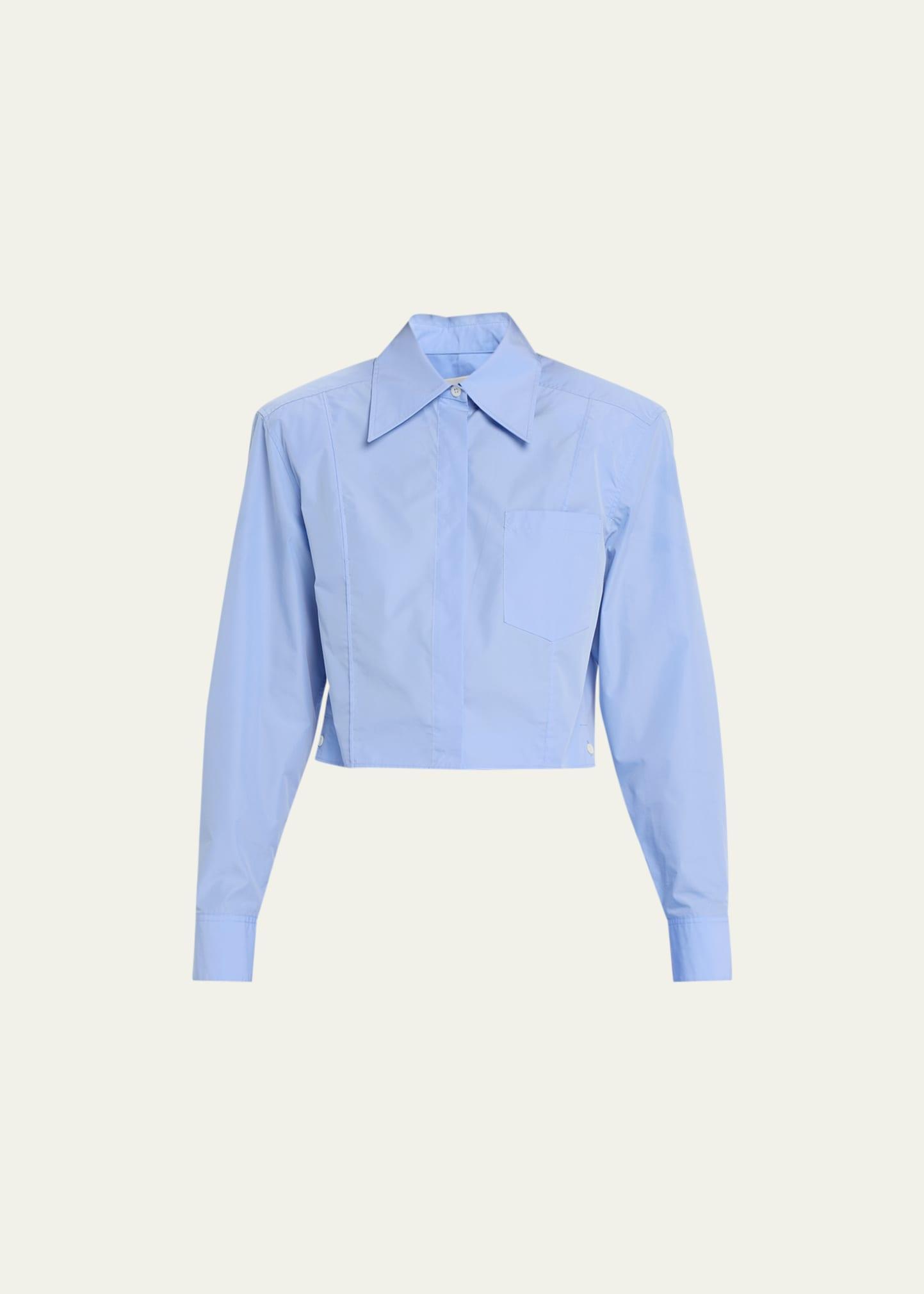 Long-Sleeve Crop Tailored Shirt Product Image