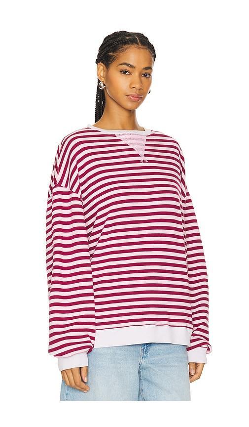 FREE PEOPLE Oversize Stripe Sweatshirt In Pink Product Image