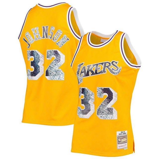 Mens Mitchell & Ness Magic Johnson Los Angeles Lakers 1996-97 Hardwood Classics NBA 75th Anniversary Diamond Swingman Jersey Product Image