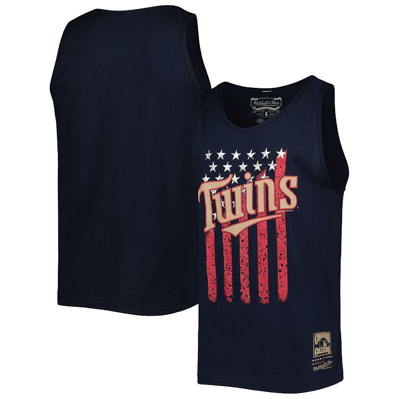 Mens Mitchell & Ness Minnesota Twins Cooperstown Collection Stars and Stripes Tank Top Blue Product Image