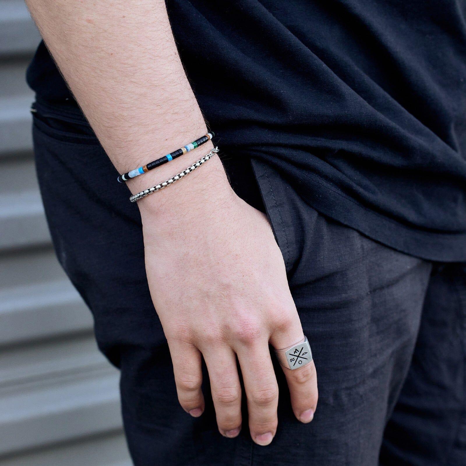 Men's Coated Hematite Stretch Bracelet Product Image