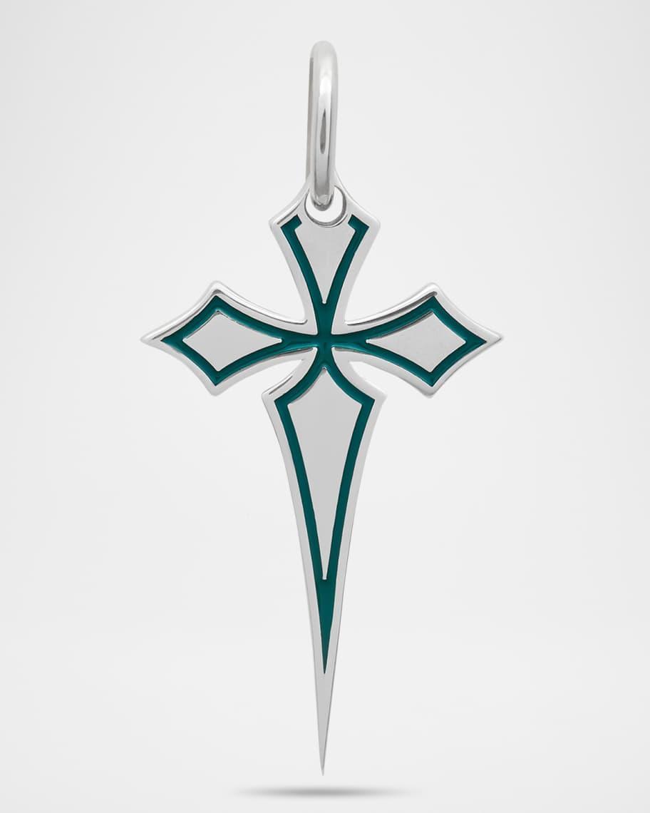 Mens The Cross Gothic Recycled Sterling Silver Pendant Product Image