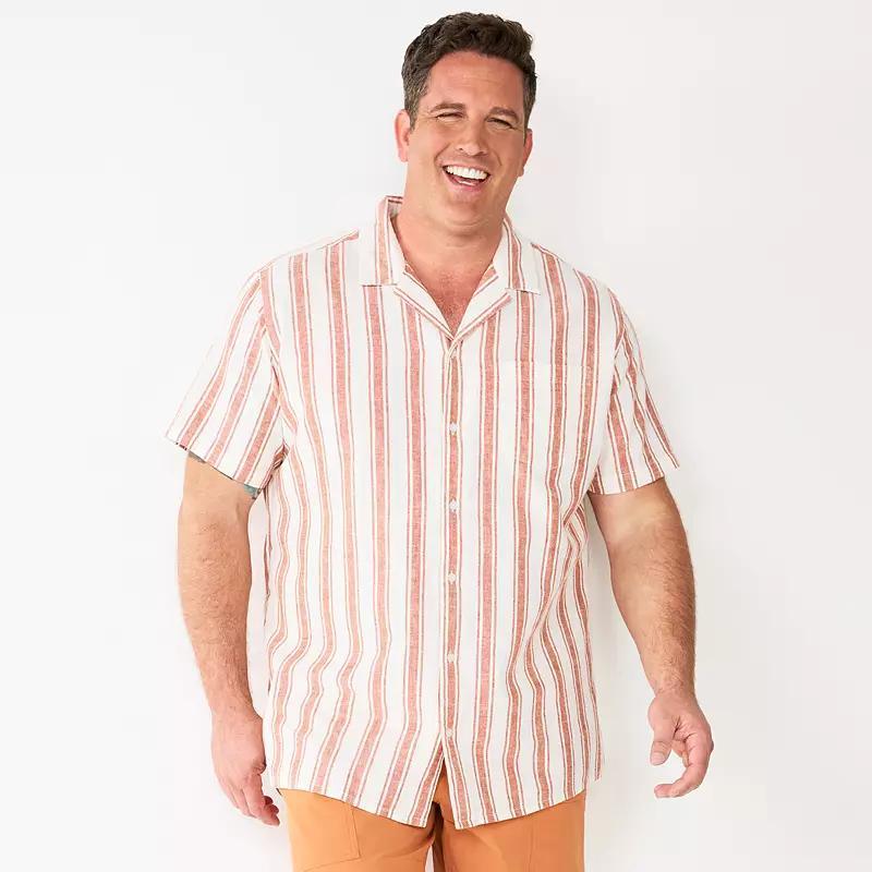 Big & Tall Sonoma Goods For Life Camp Shirt, Mens Red Stripe Product Image