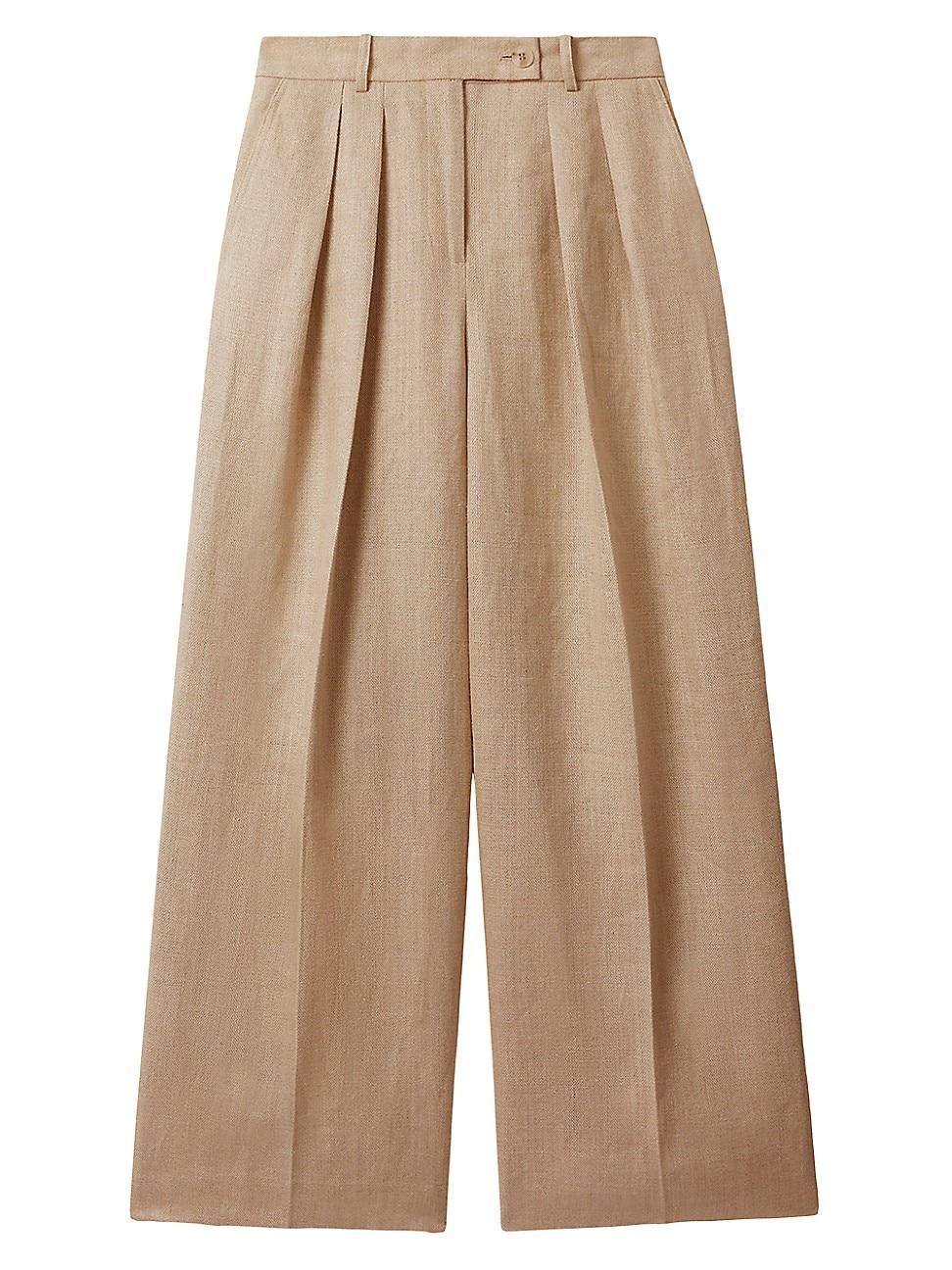 Womens Cassie Linen Pleated Trousers Product Image