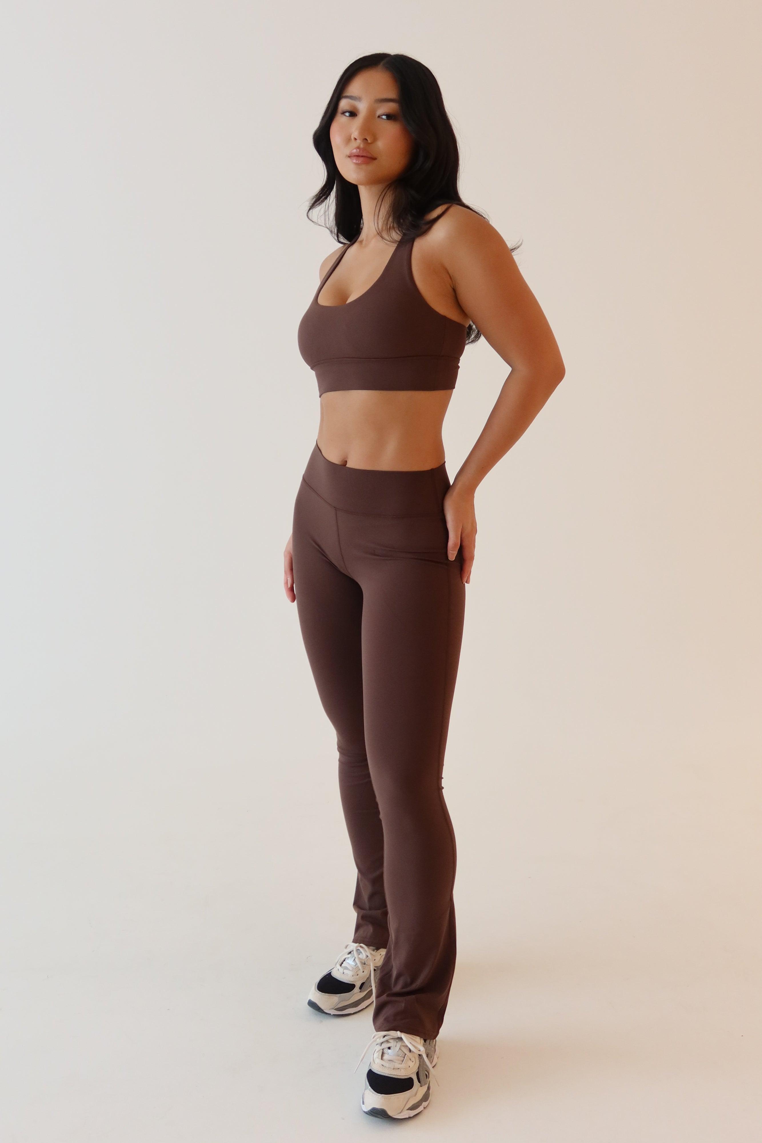 Thea Racerback Crop Top - Dark Chocolate Product Image