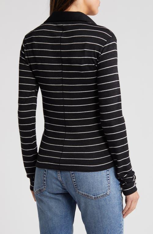 RAG & BONE The Knit Stripe Long Sleeve Polo In Black Multi Product Image