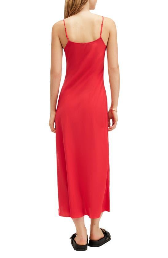 Bryony V-neck Midi Slip Dress In Red Product Image