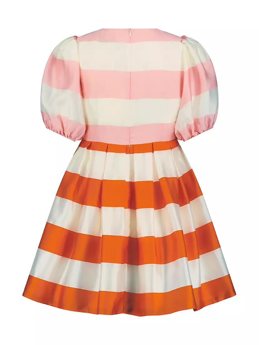 Striped Organza Puff-Sleeve Minidress Product Image