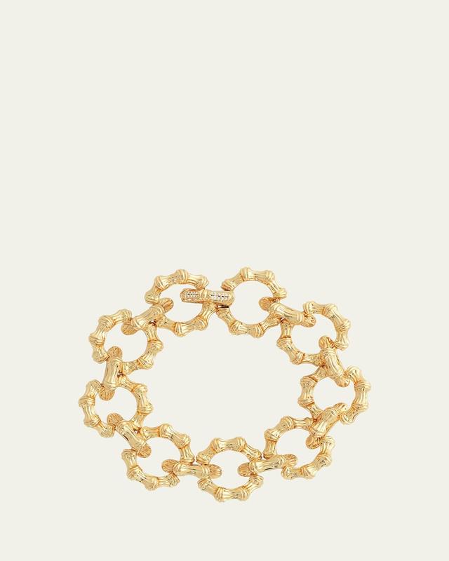 Womens Bamboo 18K-Gold-Plated & Cubic Zirconia Chain Bracelet Product Image