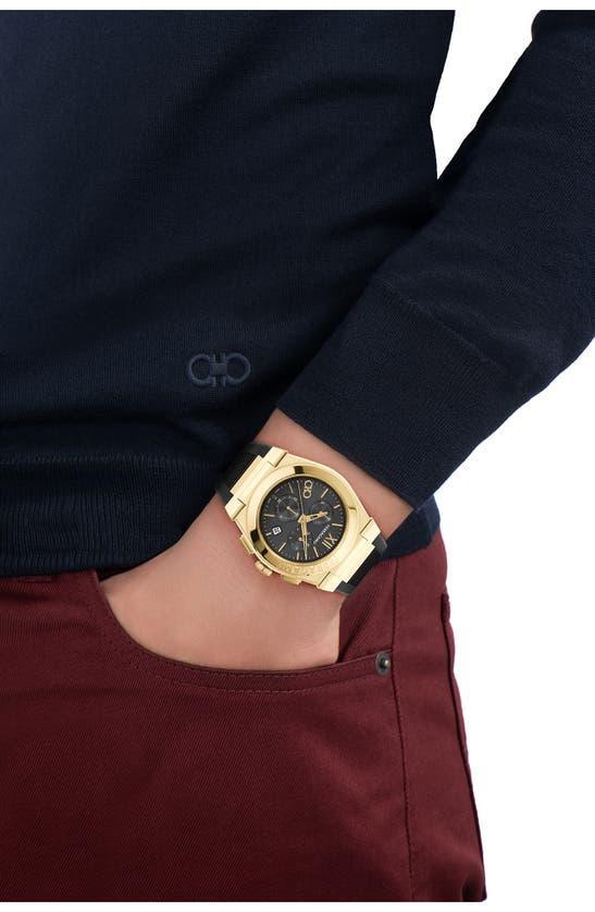 FERRAGAMO Men's Vega Chrono Ip Yellow Gold-plated Stainless Steel & Woven Strap Watch/42mm In Black Gold Product Image