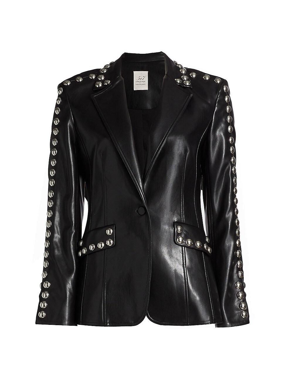 Womens Studded Milly Vegan Leather Jacket Product Image