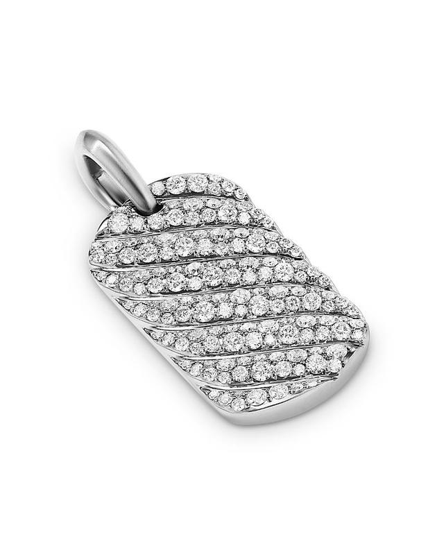 David Yurman Mens Sculpted Cable Tag in Sterling Silver with Diamonds, 27mm Product Image