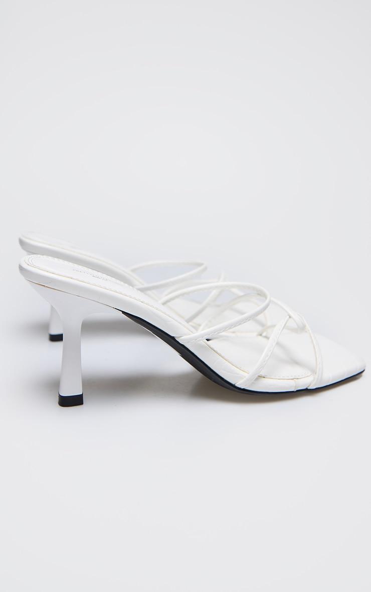 White PU Wide Fit Cross Over Strap Heeled Mules Product Image