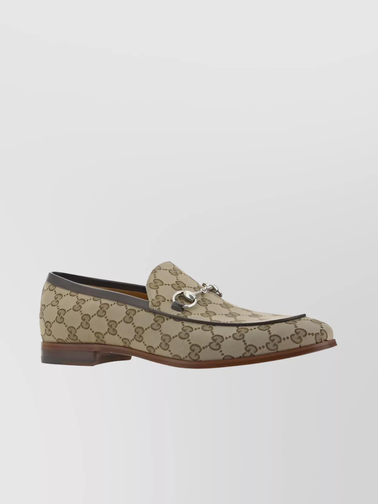 GUCCI Block Heel Loafers Jacquard Fabric In Printed Product Image