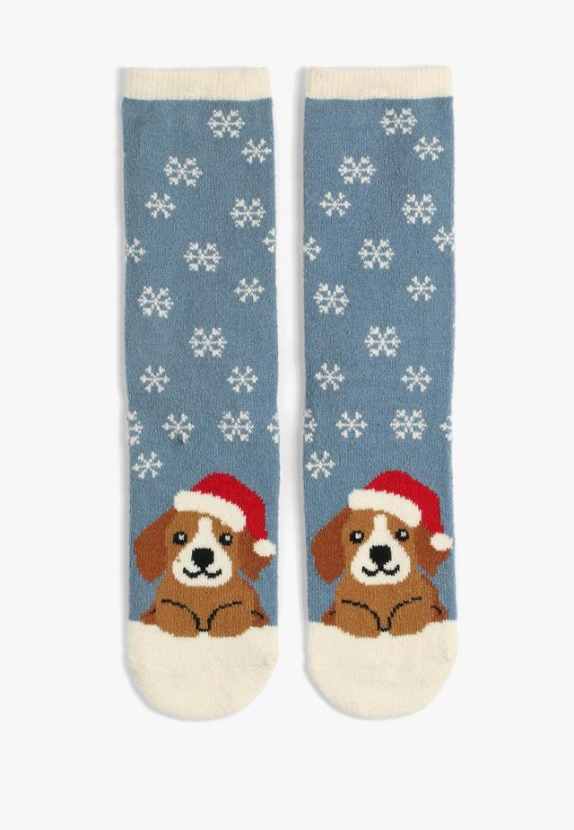 Maurices Womens Holiday Pet Gripper Crew Socks Blue Size One Size Product Image