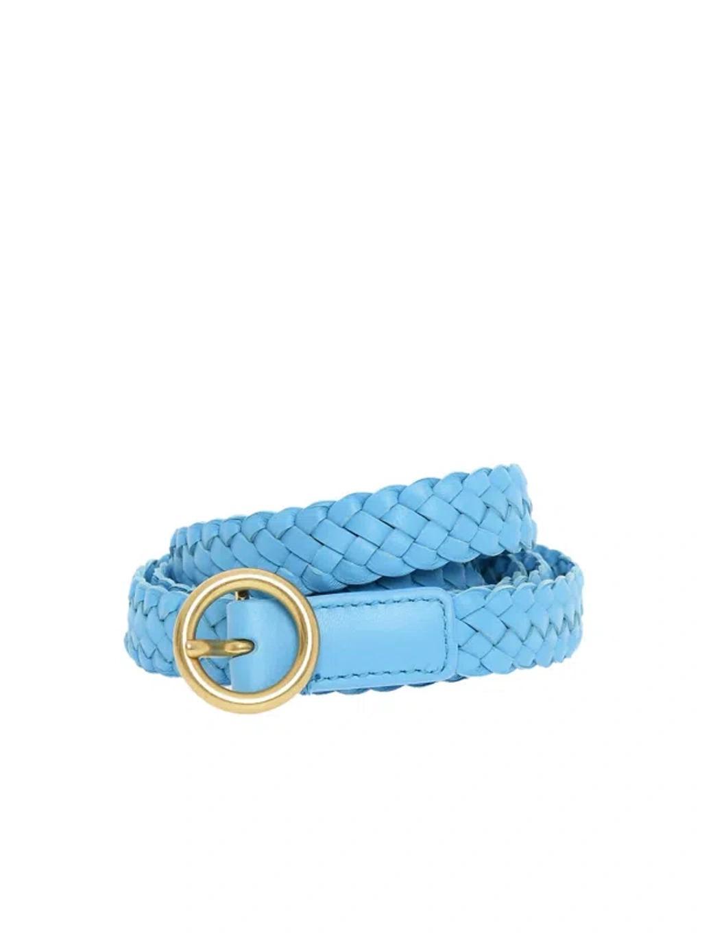 BOTTEGA VENETA Woven Leather Belt In Blue Product Image