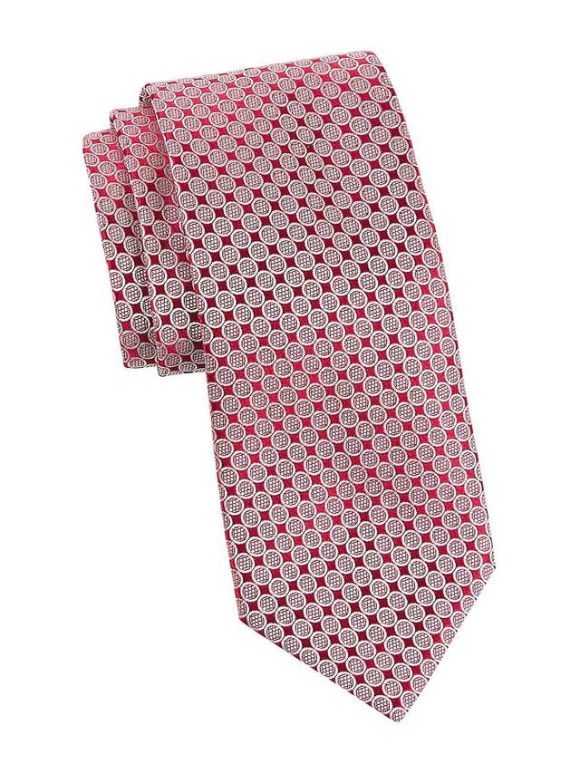 Mens Round Geometric Woven Silk Tie Product Image