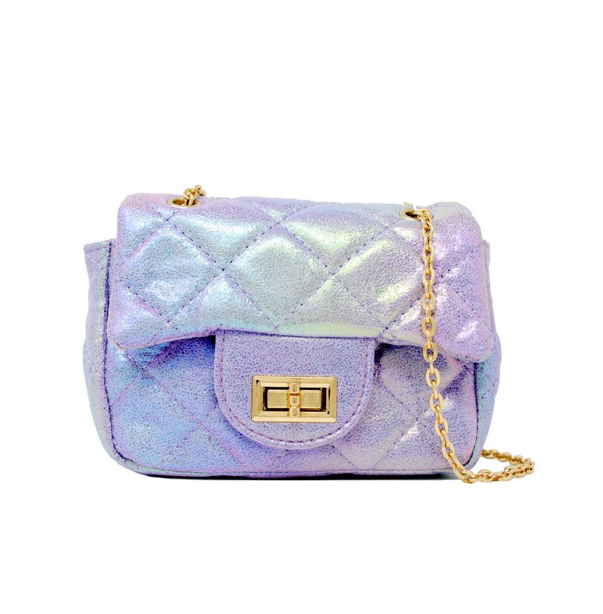 Purple Classic Shiny Quilted Mini Handbag for Girls Product Image