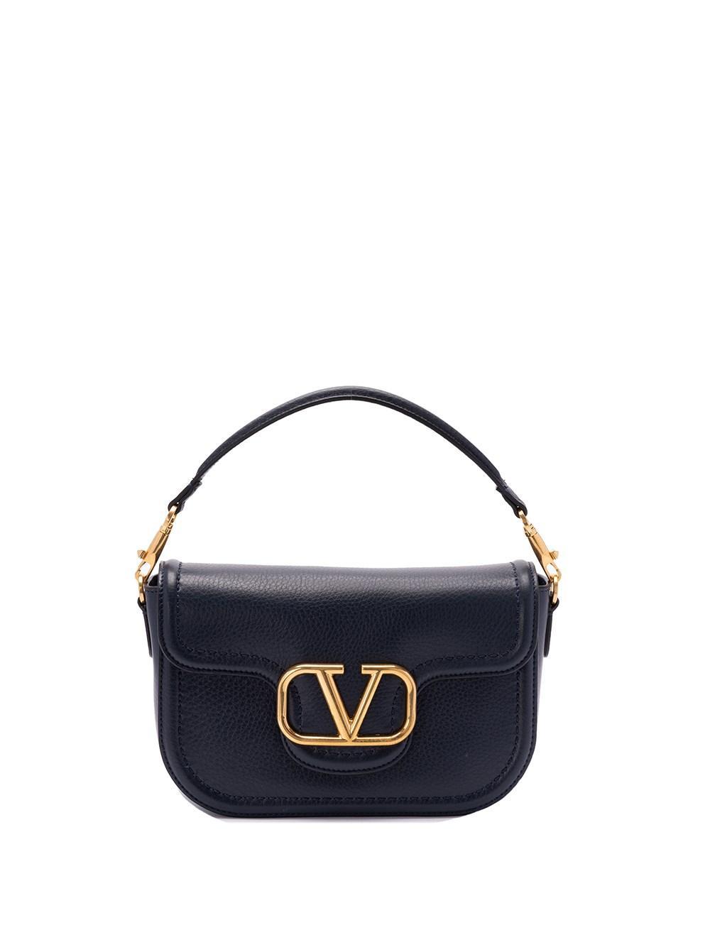 VALENTINO GARAVANI Leather Alltime Shoulder Bag In Blue Product Image