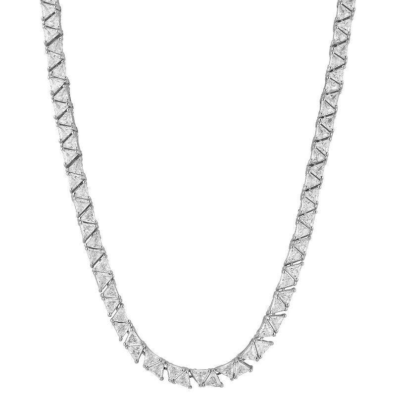 WINX Cubic Zirconia Triangular Gem Tennis Necklace, Womens Silver Tone Product Image