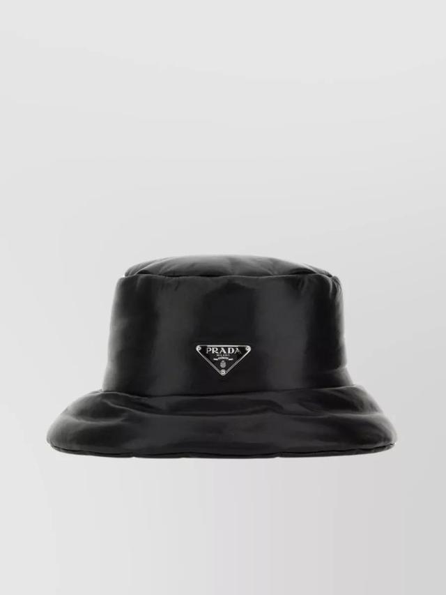 Structured Leather Bucket Hat In Black Product Image