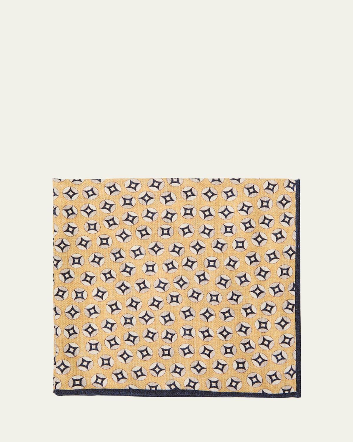 Mens Geometric Design Silk Pocket Square Product Image