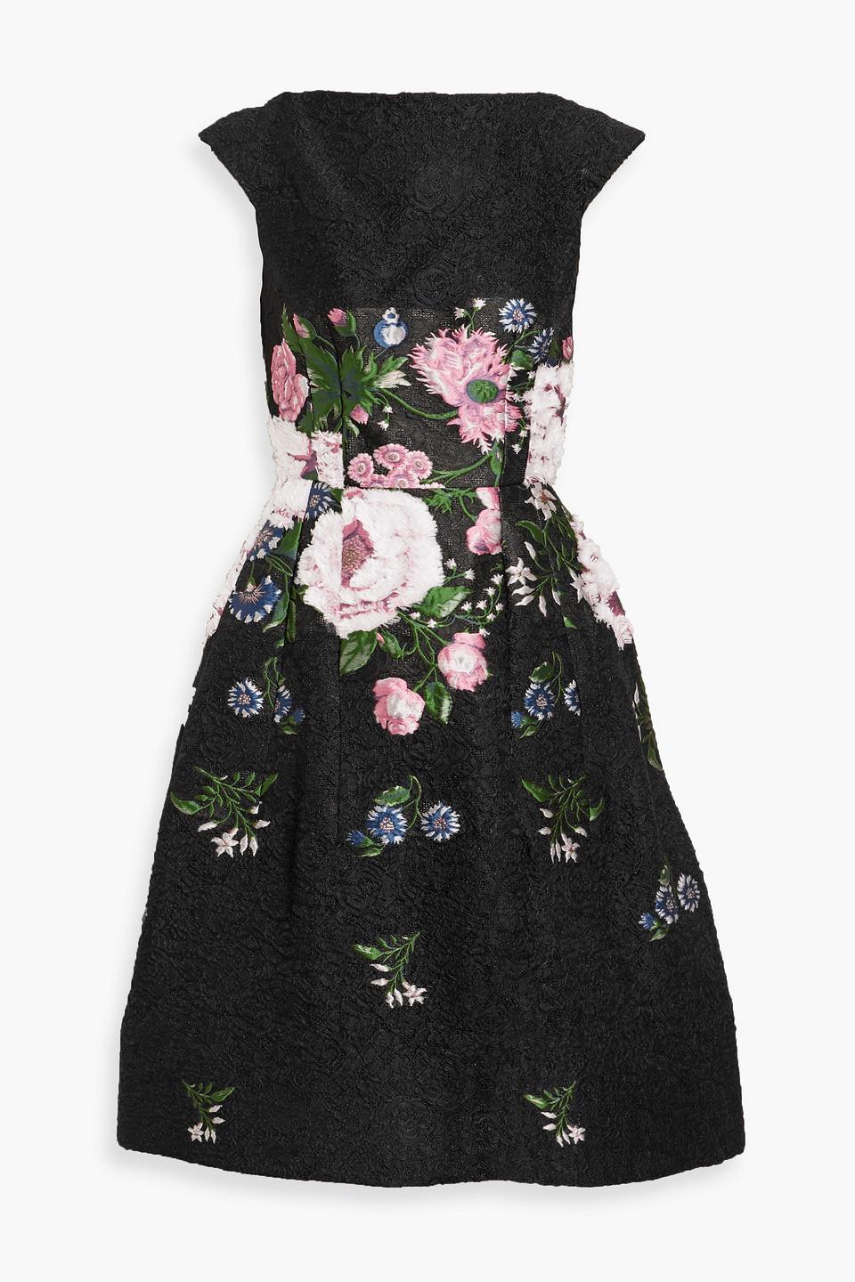 Embroidered Fil Coupé Cloqué Dress In Black Product Image