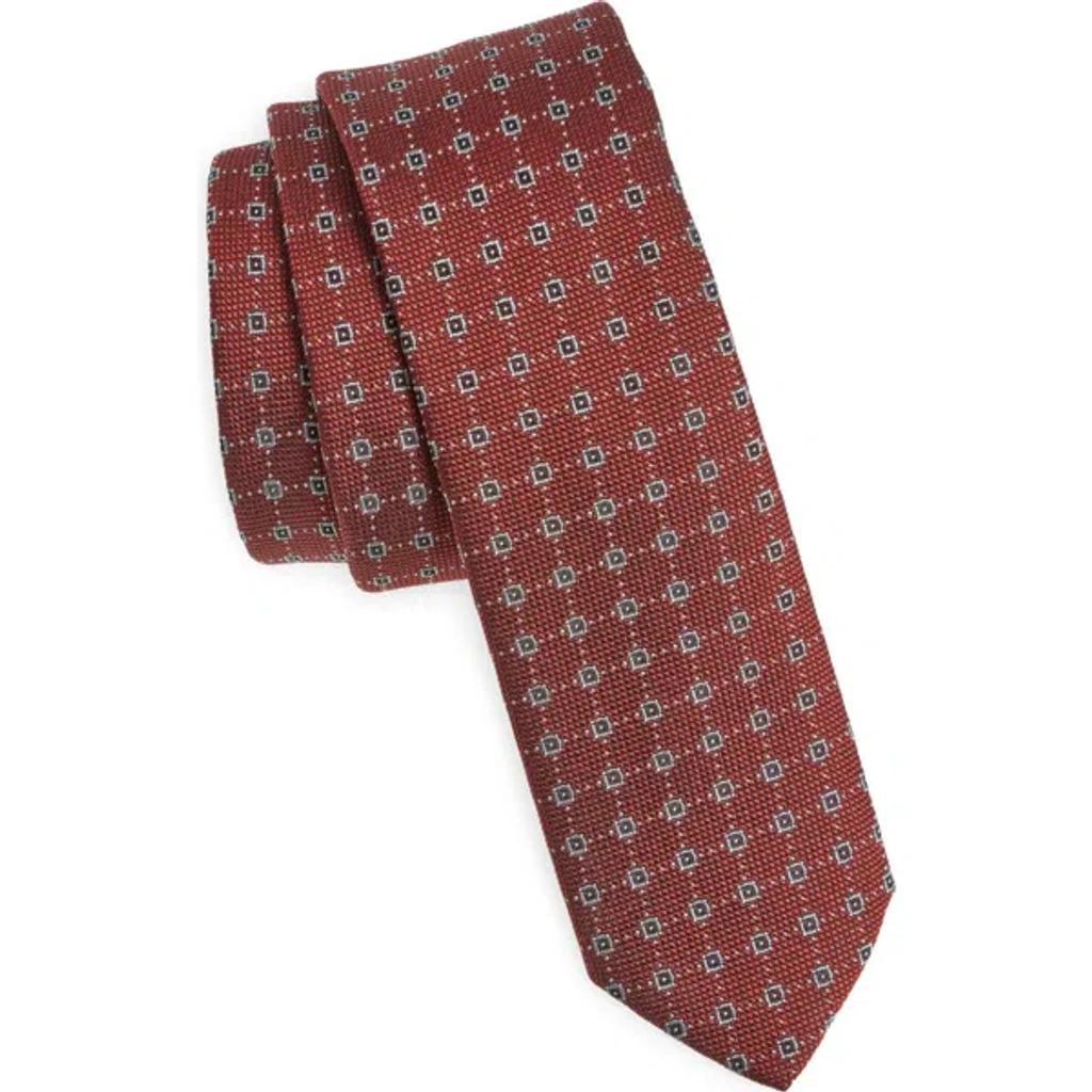 Boss Neat Silk Blend Tie In Dark Red Product Image