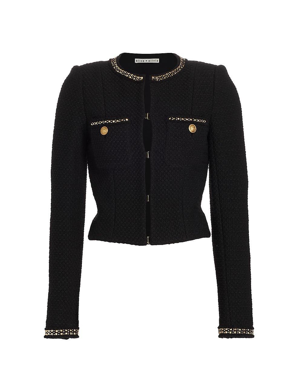 Womens Shiloh Embellished Cotton Tweed Jacket Product Image