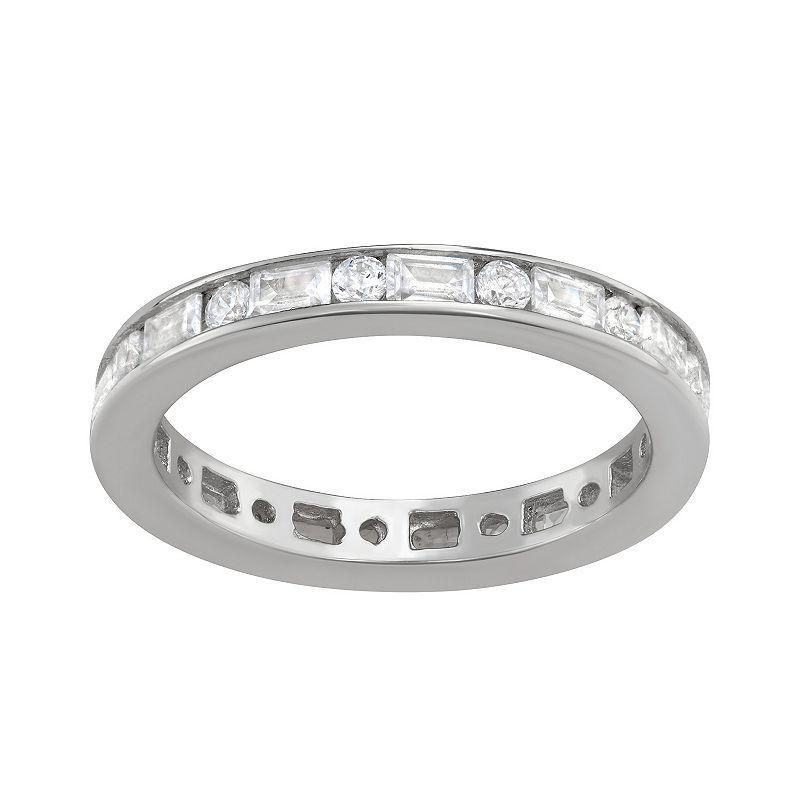 Contessa Di Capri Cubic Zirconia Square & Baguette Eternity Band, Womens White Product Image