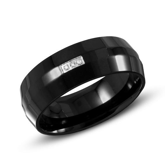 Men's Diamond Accent Wedding Band in Black IP Stainless Steel Product Image