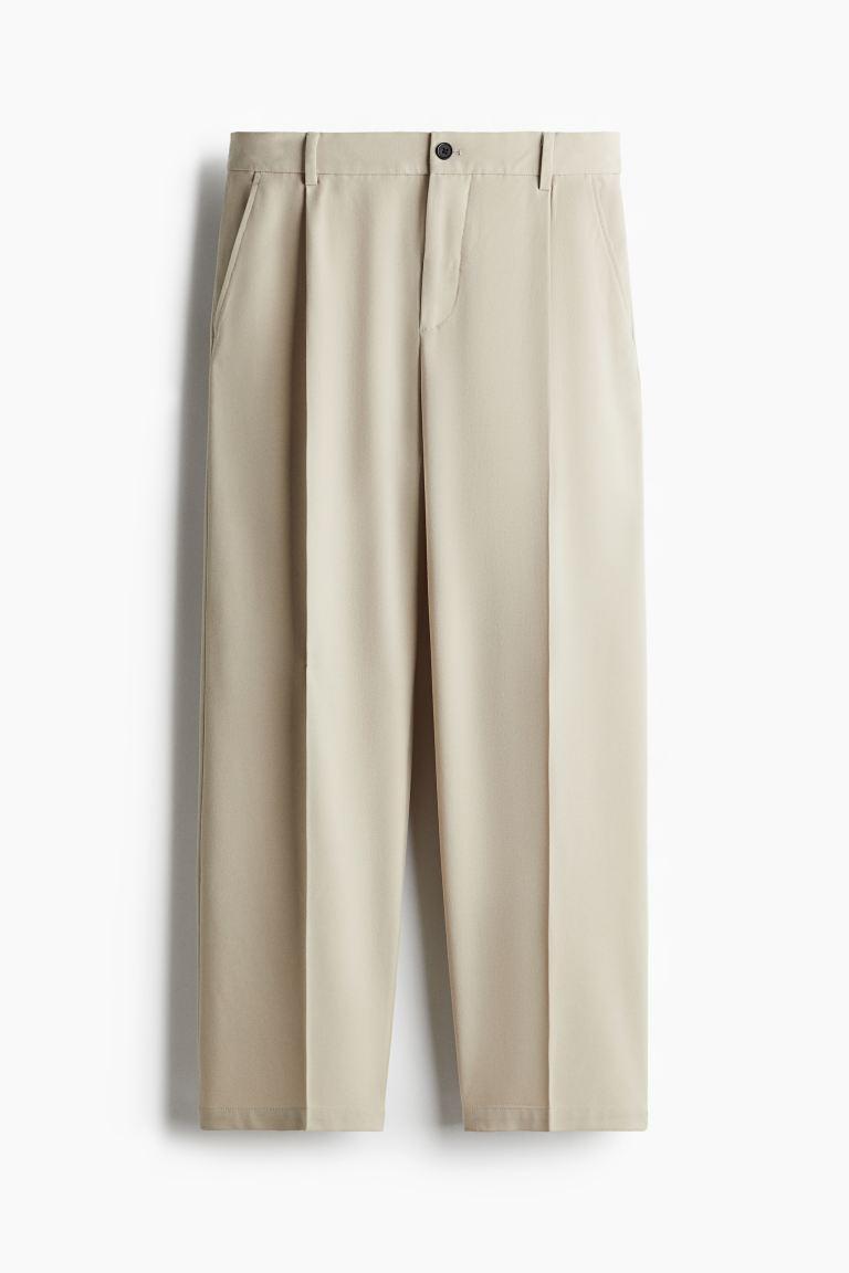 H & M - Loose Fit Dress Pants - Beige Product Image