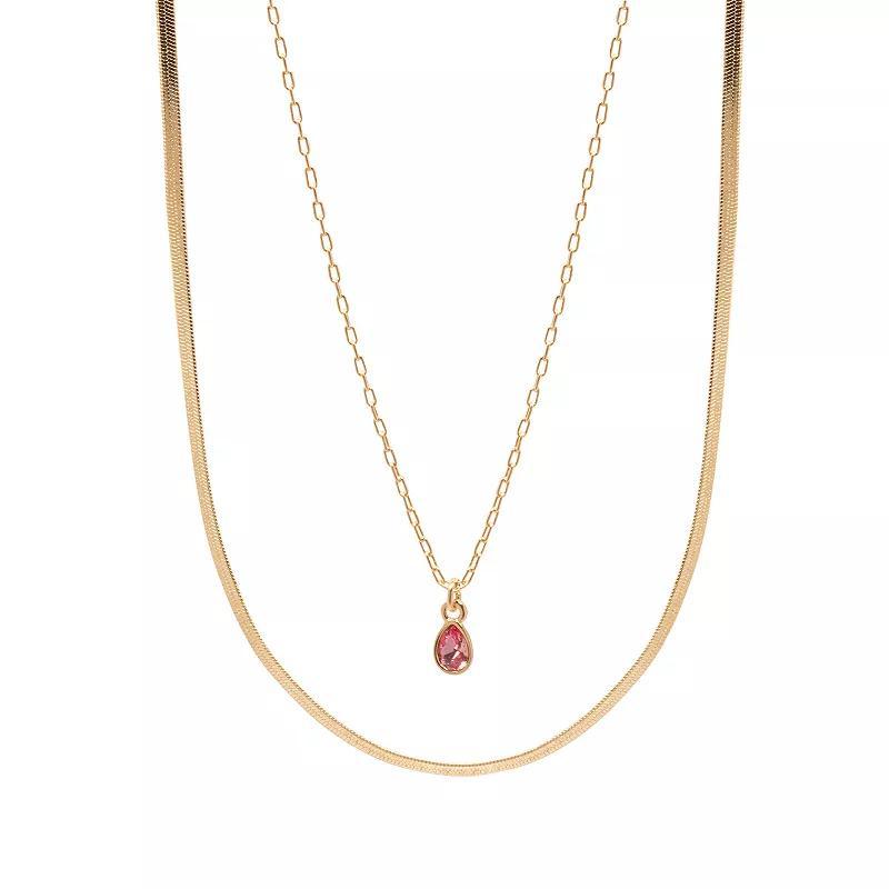 LC Lauren Conrad Gold Tone 2 Row Pendant Necklace, Womens, Pink Product Image