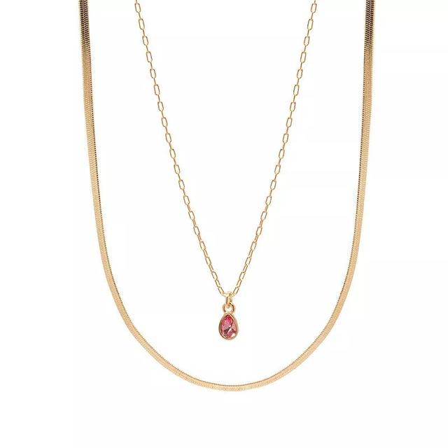 LC Lauren Conrad Gold Tone 2 Row Pendant Necklace, Womens, Pink Product Image