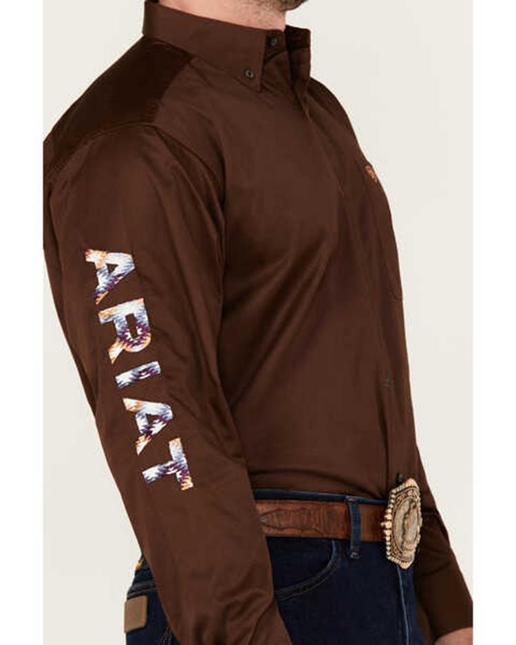 Ariat® Men's L/S Brown Team Logo Button Shirt Product Image