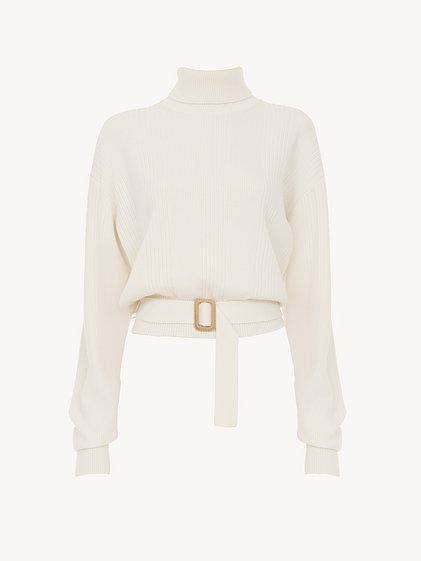 Turtleneck sweater in wool knit Product Image