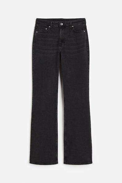 H & M - Curvy Fit Bootcut High Jeans - Black Product Image