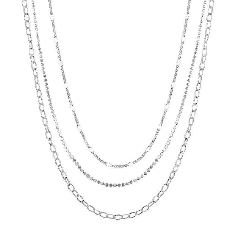 Isla & Alex Multi Chain Layered Necklace Set, Womens, Silver Tone Product Image