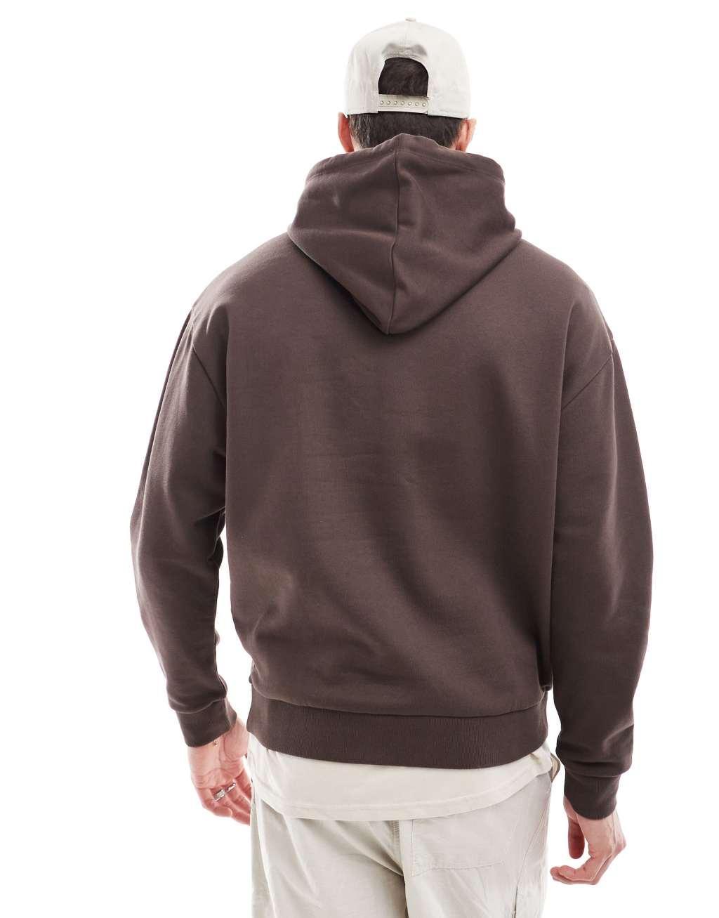 ASOS DESIGN essential oversized hoodie in brown Product Image