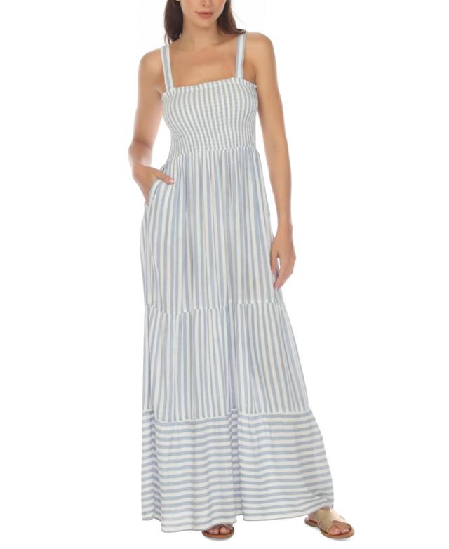 Raviya Womens Tiered Striped Dress Cover-Up Product Image