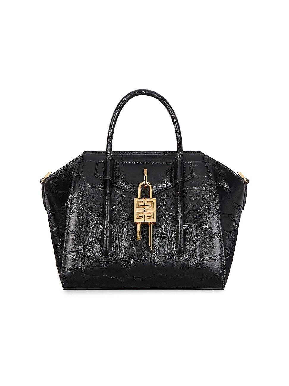 Womens Mini Antigona Lock Bag in Crocodile Effect Leather Product Image