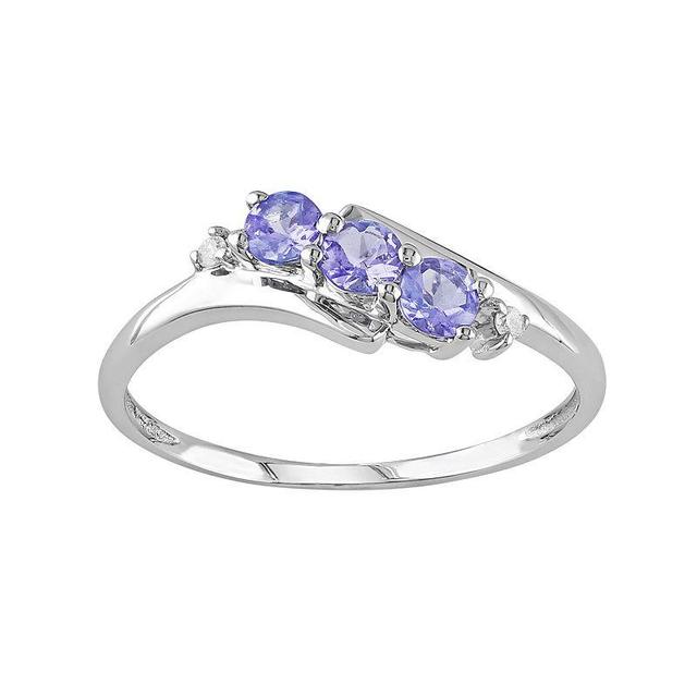 Stella Grace Tanzanite & Diamond Accent 10k White Gold 3-Stone Bypass Ring, Womens Purple Product Image