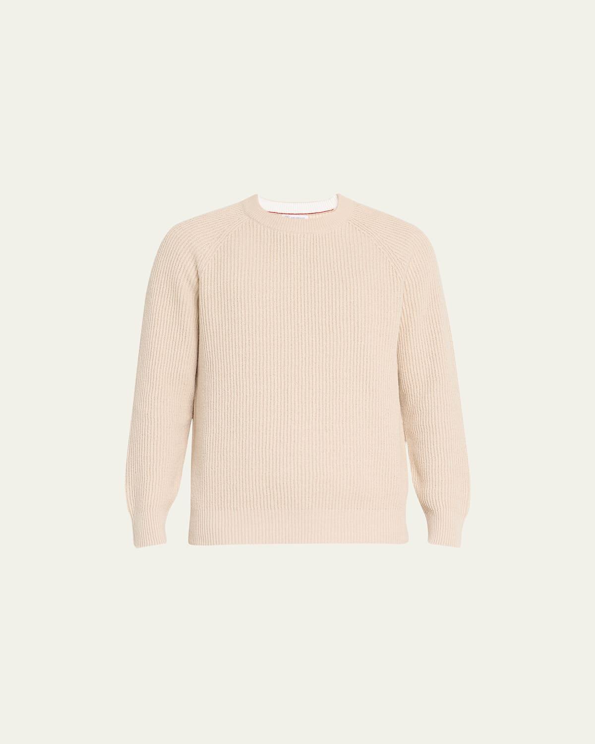 Mens Cotton Ribbed Crewneck Sweater Product Image