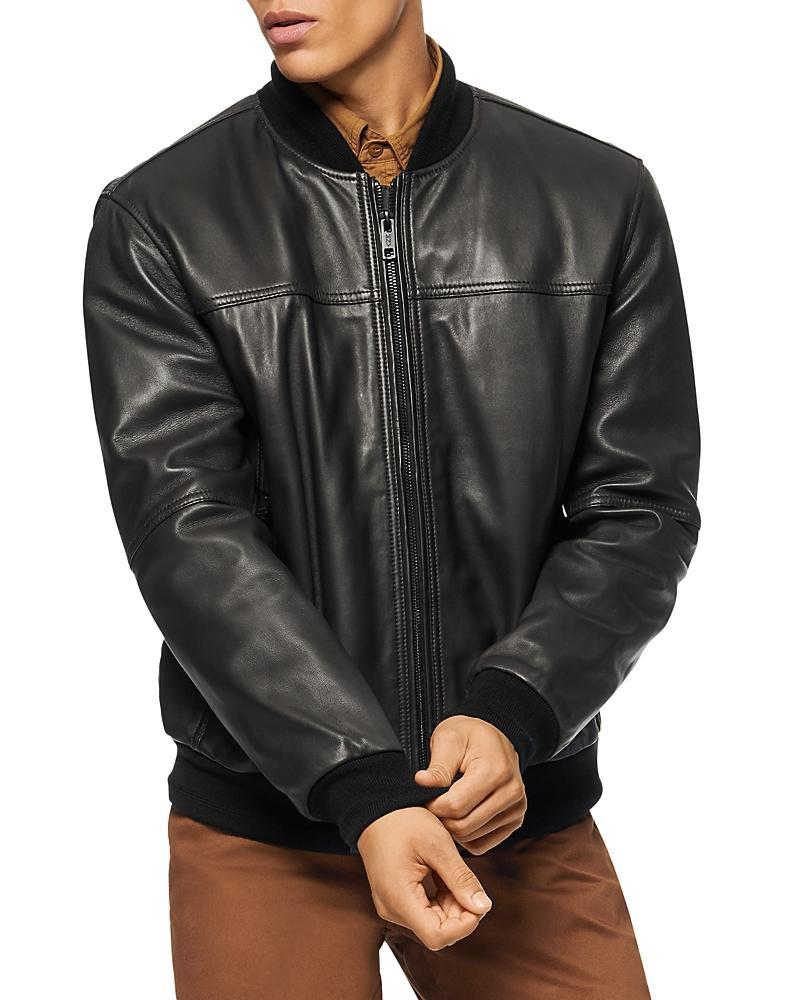 Marc New York Mens Summit Leather Bomber Jacket Product Image