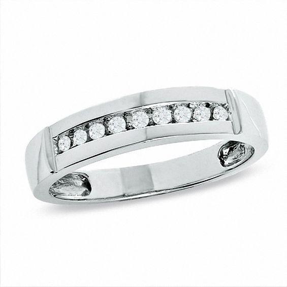 Men's 1/5 CT. T.w. Diamond Wedding Band in 10K White Gold Product Image