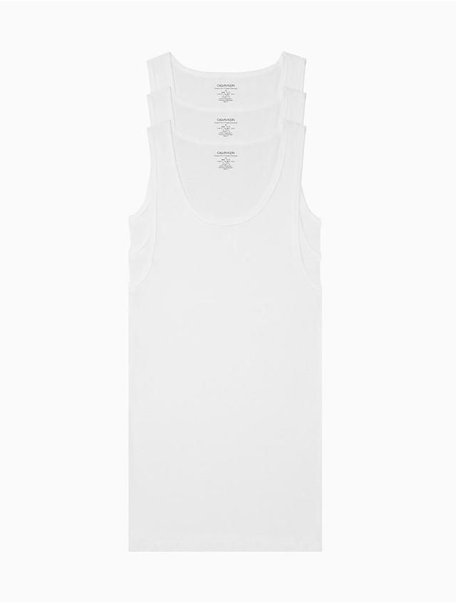 Calvin Klein Mens Big & Tall Cotton Classics 3-Pack Tank Top - White - 5XT Product Image