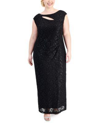 Plus Size Cutout-Detail Lace Maxi Dress   Product Image