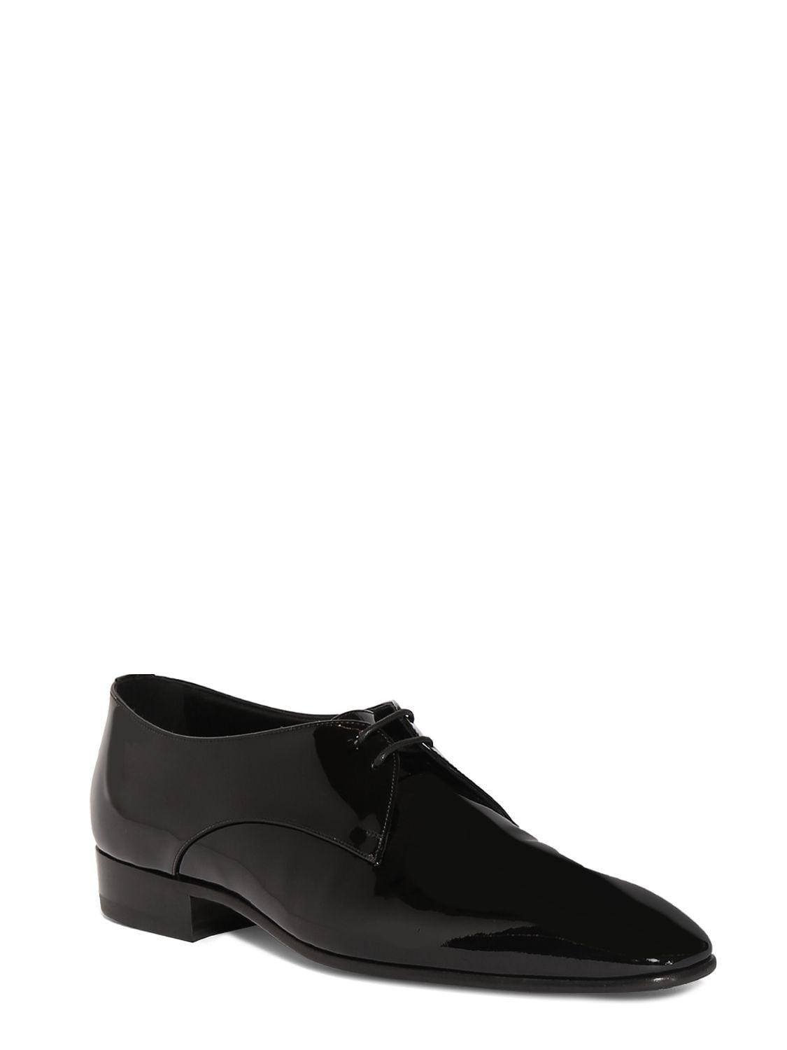 SAINT LAURENT Gabriel 20 Shiny Leather Derby Shoes In Black Product Image