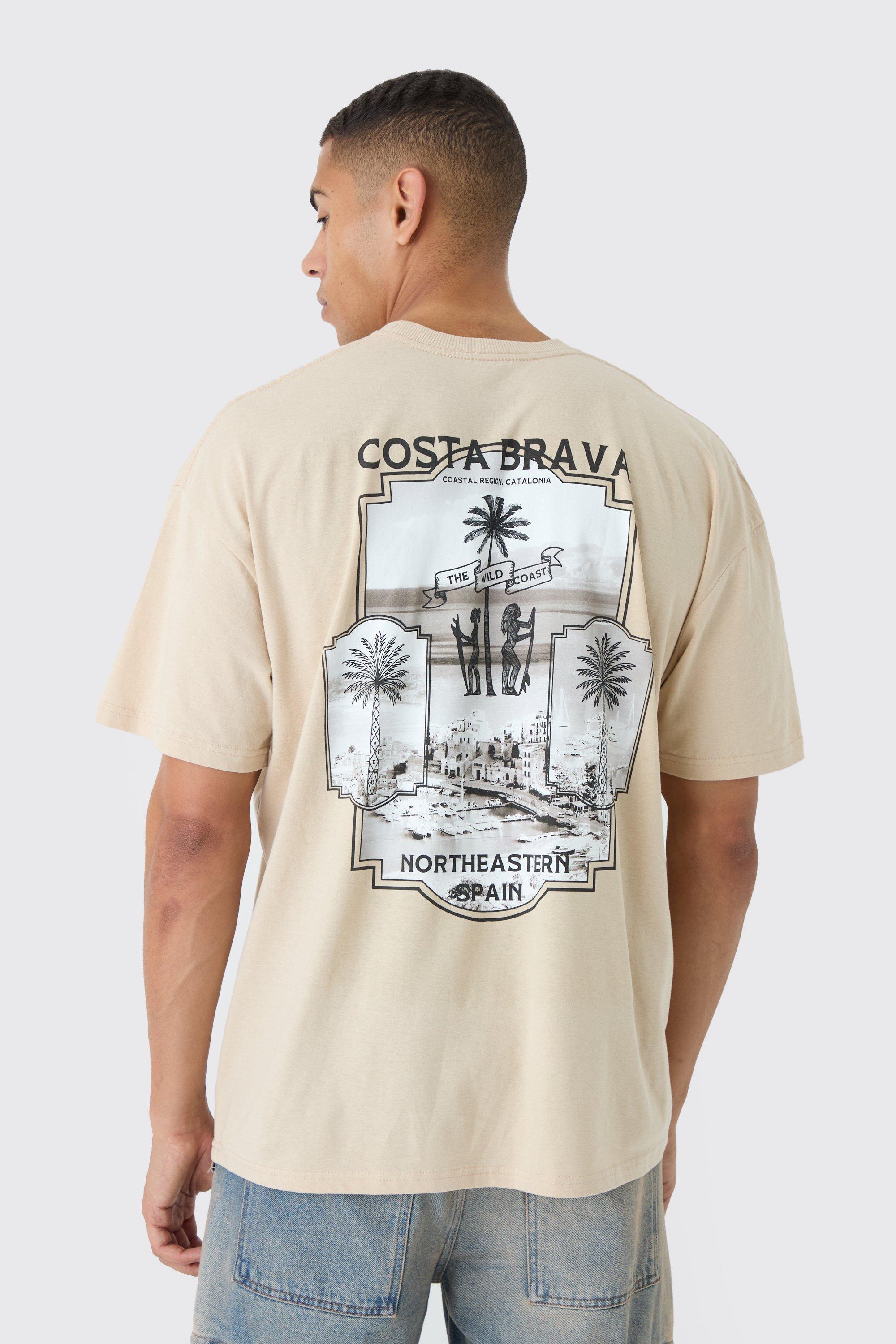 Oversized Boxy Costa Brava Print Wash T-shirt | boohooMAN USA Product Image