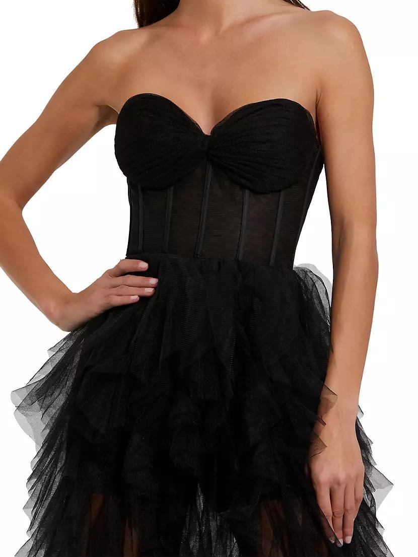 Tulle Strapless Bustier Ruffled Gown Product Image